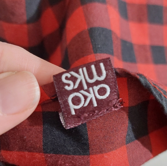 Akademiks Gingham Buffalo Check Size Med Button Down Plaid Preppy Corp Christmas - Picture 5 of 6